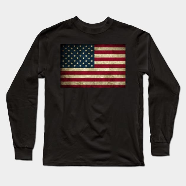 Vintage American flag Long Sleeve T-Shirt by valentinahramov